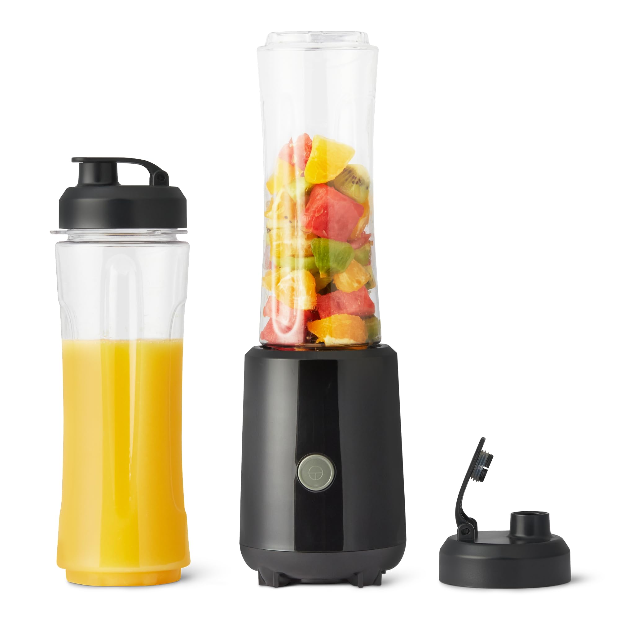 Amazon Basics Portablel Blender & Smoothie Maker To Go, 600ml, with 2 Portable Bottles, 300W, Black Angebot bei HelloDeals