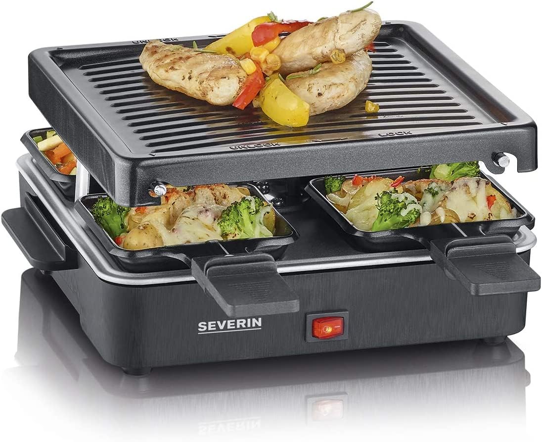 SEVERIN Mini Raclette-Grill für 4 Personen, platzsparend und kompakt, antihaftbeschichtet, 600 W, schwarz, RG 2370 Angebot bei HelloDeals