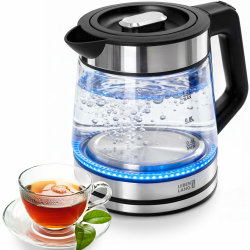 LEBENLANG Glas Wasserkocher klein - 1,2 Liter mit LED Beleuchtung I Edelstahl Design BPA-Frei Wasserkocher 1l 1 2 l Glas Glaswasserkocher Leiser & Kleiner Reisewasserkocher für Camping Angebot bei HelloDeals