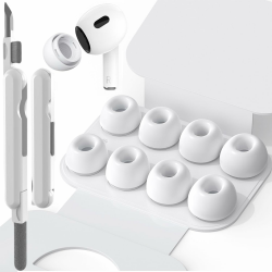 4 Größen der Silikontips Aufsätze für AirPod Pro und AirPods Pro 2 Aufsätze Ohreinsätze Tips mit Reinigungsset & Tragbarem Aufbewahrungskasten, Lärmreduzierung Loch(XS/S/M/L) - Weiß Angebot bei HelloDeals