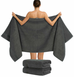 2er Set Extra Große Badetücher – 80x200 cm Saunatücher, 500 GSM, 100% Baumwolle – Weich & Saugfähig – Luxuriöse Große Spa-Handtücher, Anthrazit Anthrazit 2 Badetücher (80x200 cm) Angebot bei HelloDeals