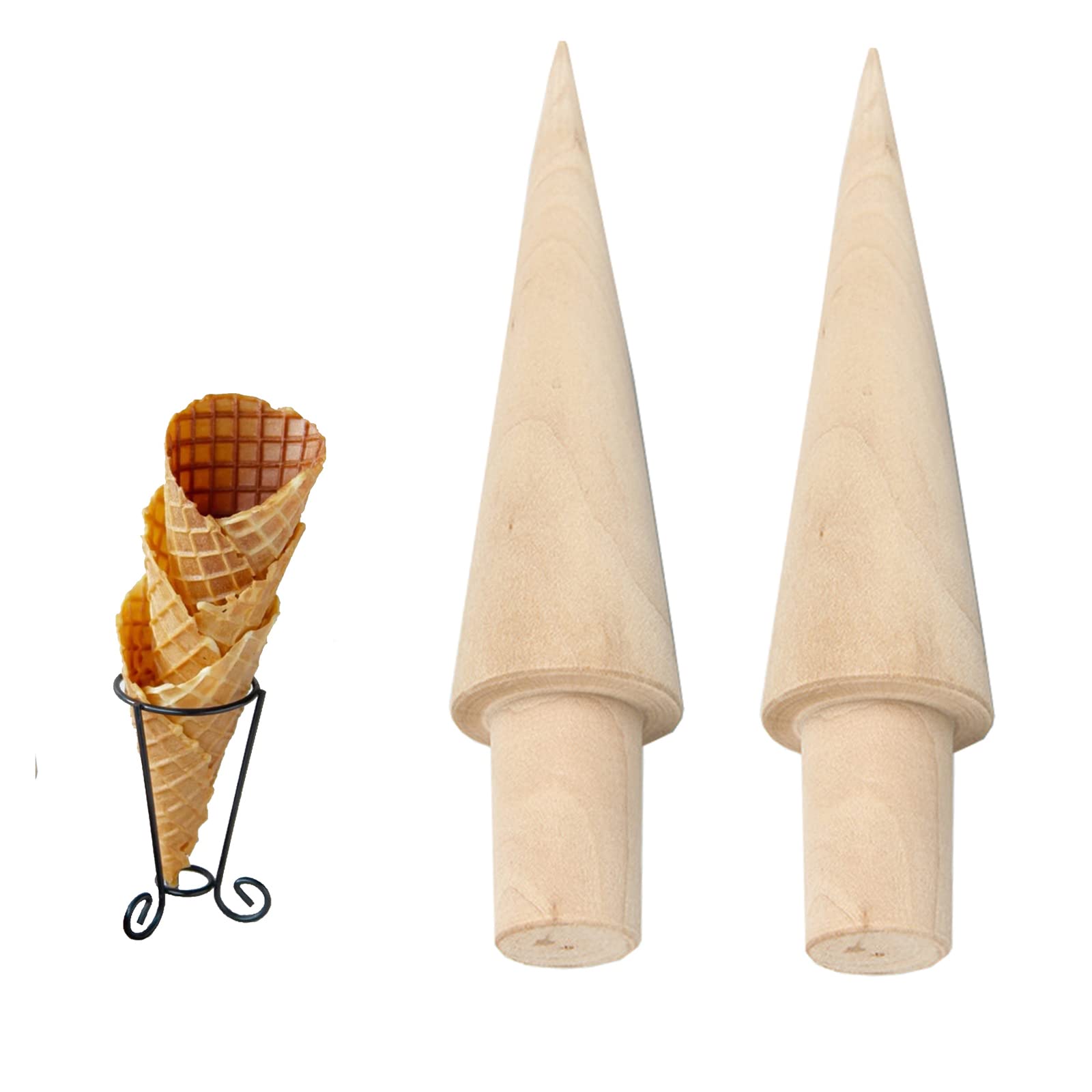 2 Stücke Waffel und Eishörnchenformer, Waffelkegelroller, Waffelhorn Holz Eiswaffelformer, Geeignet für die Herstellung von DIY-Waffeln und Eistüten(Braun) Angebot bei HelloDeals