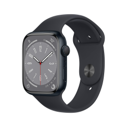 Apple Watch Series 8 (GPS, 45MM) - Aluminiumgehäuse Mitternacht mit Sportarmband Weiß, Einheitsgröße (Generalüberholt) Angebot bei HelloDeals