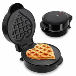 ADE Mini Waffeleisen Herzform | belgische Waffel | perfekt für eine Person, Party, Kindergeburtstag, zum Valentinstag | hochwertige Antihaftbeschichtung | 550 W | schwarz Herz 2024 Angebot bei HelloDeals