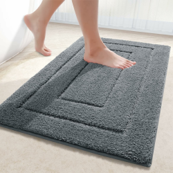 Homaxy Mikrofaser Badezimmerteppich rutschfest Waschbar Badematte Weiche Badteppich Wasserabsorbierend Badvorleger für Badezimmer - 60x90cm,Dunkelgrau 60 x 90 cm (Rechteckig) Dunkelgrau Angebot bei HelloDeals
