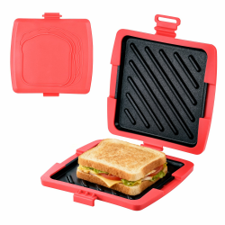 Sandwichmaker Mikrowellen, Sandwichtoaster 16 x 16 cm, Kontaktgrill Abnehmbare Platten und Silikonschale, Plattengriller zum Bacon Sandwich Panini Grillen Angebot bei HelloDeals