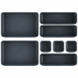 Schubladen Organizer Büro Ordnungssystem, AufbewahrungsBox, 8-teiliges Schubladen Organizer Küche, 3 Größen, Verstellbar, Rutschfester Organizer Box Für Schreibtisch, Badezimmer, Büro, Utensilien 8 Stück Angebot bei HelloDeals