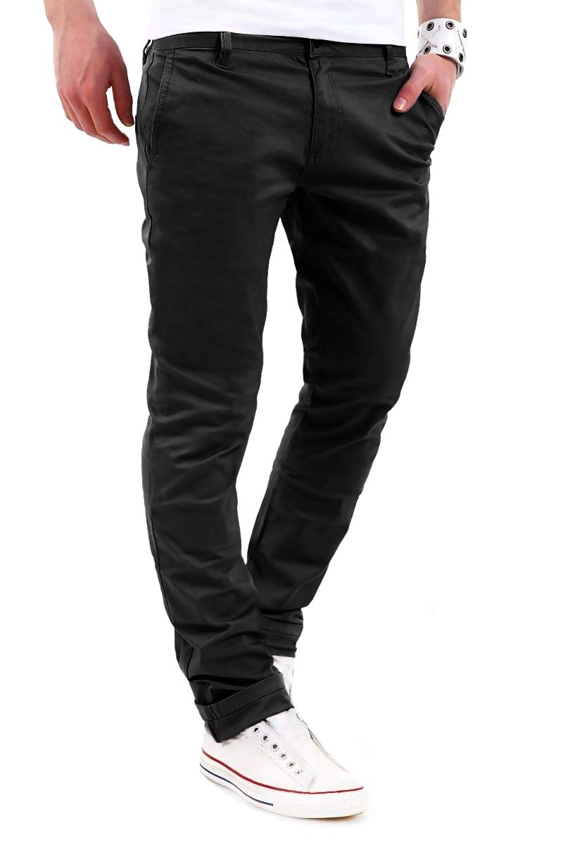 behype. Herren Basic Chino Jeans-Hose Stretch Regular Slim-Fit 80-0310 34W / 34L Schwarz Angebot bei HelloDeals