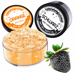 Essbarer Glitzer für Getränke - 2 Farben Lebensmittelfarbe Pulver Set, Glitzer Essbar für Torten, Donut, Edible Glitter für Getränke, Cocktail, Glitzerpulver Orange und Schwarz, Halloween - 5g Schwarz und Orange Angebot bei HelloDeals