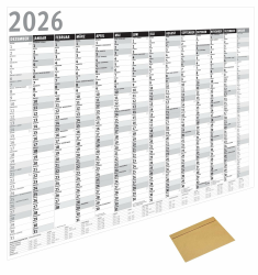 Din A1 Wandkalender für 2026, 14 Monate, Jahreskalender Monatsübersicht, (84,1 cm x 59,4 cm),Planer Termine, für Büro usw. Jahresplaner, Monatsplaner, Familienkalender, Kalender gefaltet Angebot bei HelloDeals
