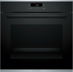 Bosch HBA272BB3, Serie 4, Einbau-Backofen, 60 x 60 cm, Pyrolyse-Selbstreinigung, LED Touch Control, 3D-Heißluft, 10 Automatikprogramme, Hydrolytische Reinigungshilfe, Schnellaufheizung, Schwarz Serie 4 Pyrolyse Selbstreinigung Angebot bei HelloDeals