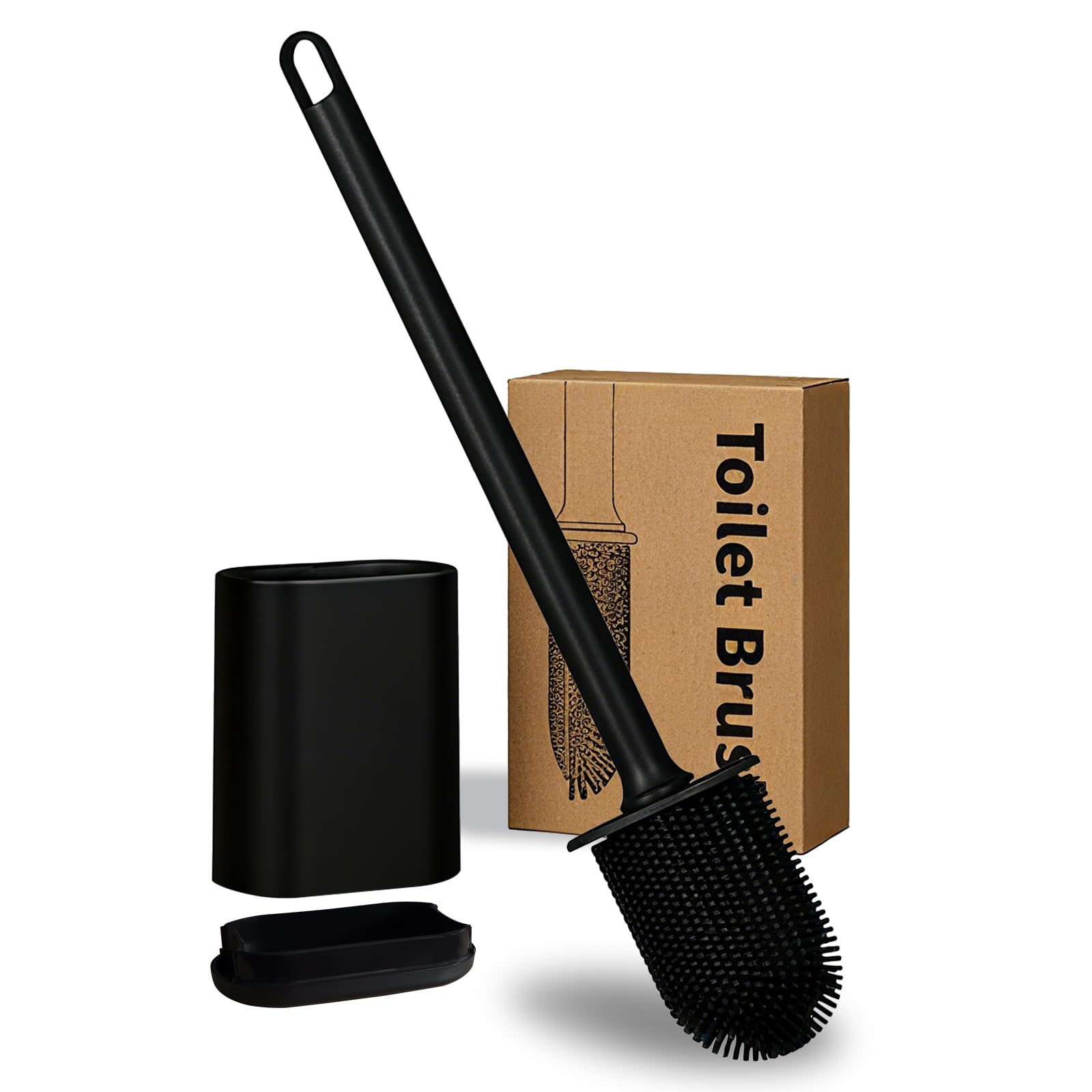 Toilettenbürste für die Wandmontage Klobürste Silikon, WC Bürste mit Flachem und Biegsamem Kopf Bürstengarnitur, Klobürste für Badezimmer mit TurboTrocknung Bürste Schwarz Angebot bei HelloDeals