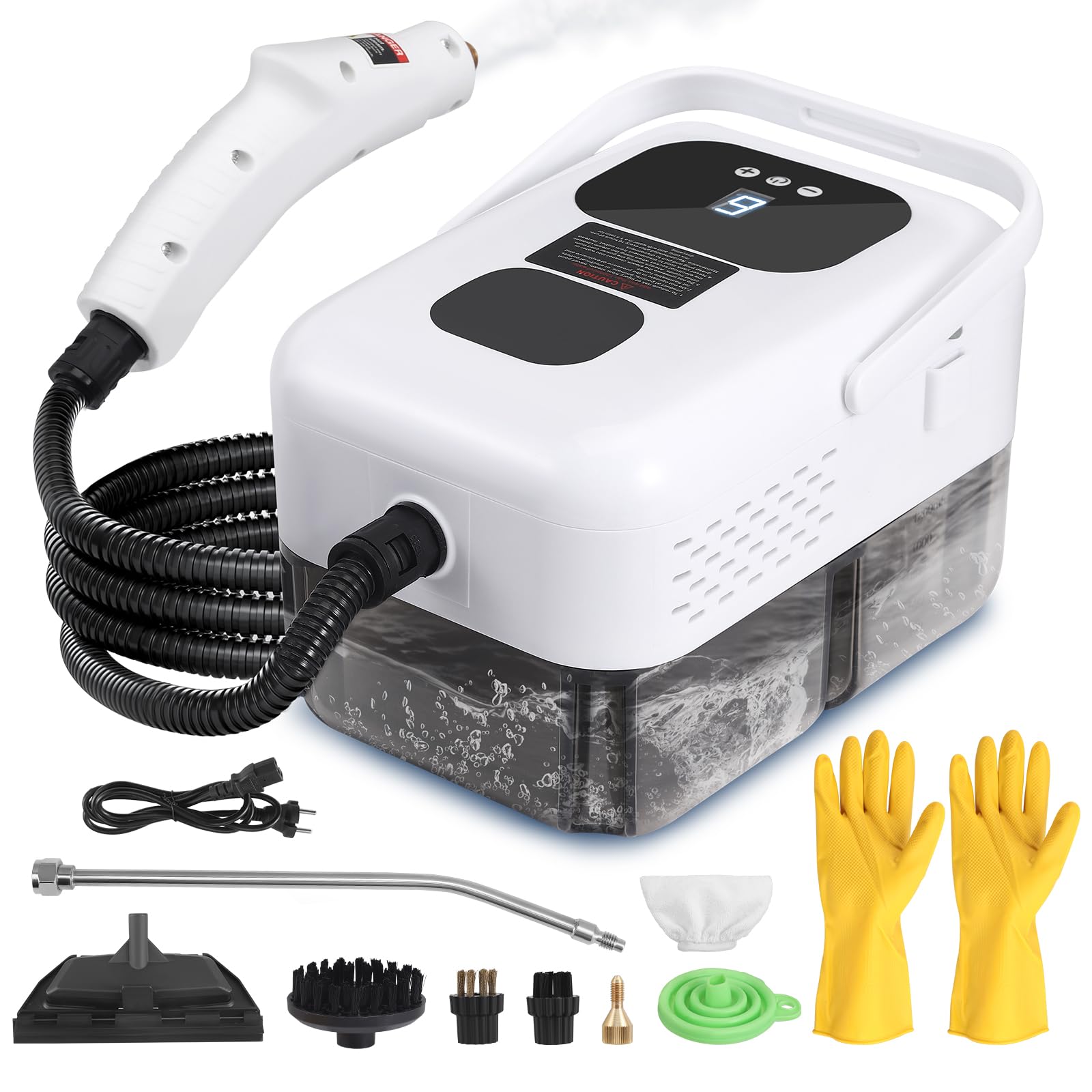 Aomdom 2500W Dampfreiniger, Handheld Dampfreiniger mit 6 Zubehörteilen 1200ml Tank 9 Dampfstufen für Küche, Bad, Auto, Boden, Sofa, Fliesen und Fugen Angebot bei HelloDeals