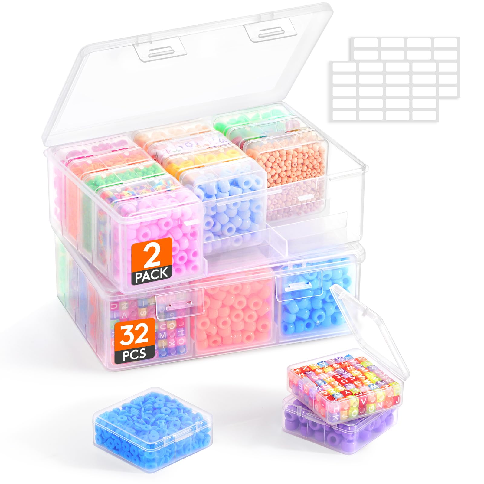 Lifewit Kleine Sortierbox mit kippsicherem Trennboden, 32 Teilige (5,36 x 5,36 x 2cm) Kunststoff Klar Mini Aufbewahrungsbox mit Fächern, Sortierkasten für Kleinteile, Perlen, Kunsthandwerk, Schmuck Angebot bei HelloDeals