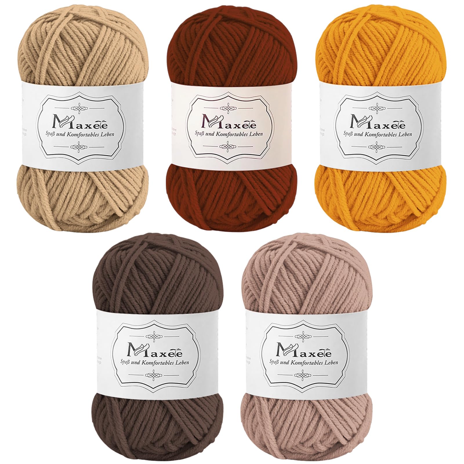 Maxee Häkelgarn 250g (50g*5 Farbe), Acryl Wolle Zum Stricken, Garn zum Häkeln und Stricken, Hand Knitting Yarn Set, Handstrickgarn Baumwollgarn für Häkeln, Wolle zum Stricken und Kunsthandwerk #15 5 Stück-15 Angebot bei HelloDeals