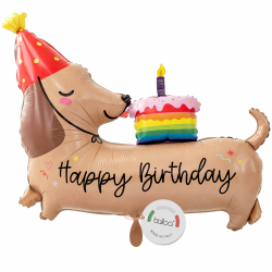 Folienballon XXL Hund Dackel Happy Birthday, Helium Ballon Tier, Luftballon Geburtstag Kinderparty Deko, Geburtstagsballon Hundemotiv für Jungen Mädchen, Geschenk zum Kindergeburtstag, 94cm Happy Bday Dachshund XXL Angebot bei HelloDeals