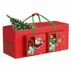 7.5Ft Weihnachtsbaum Aufbewahrung mit Seitentaschen - Weihnachtsbaum Tasche Wasserdicht, 600D Oxford Material, 122x46x51 cm - Praktische Transporttragen für platzsparende Lagerung Angebot bei HelloDeals