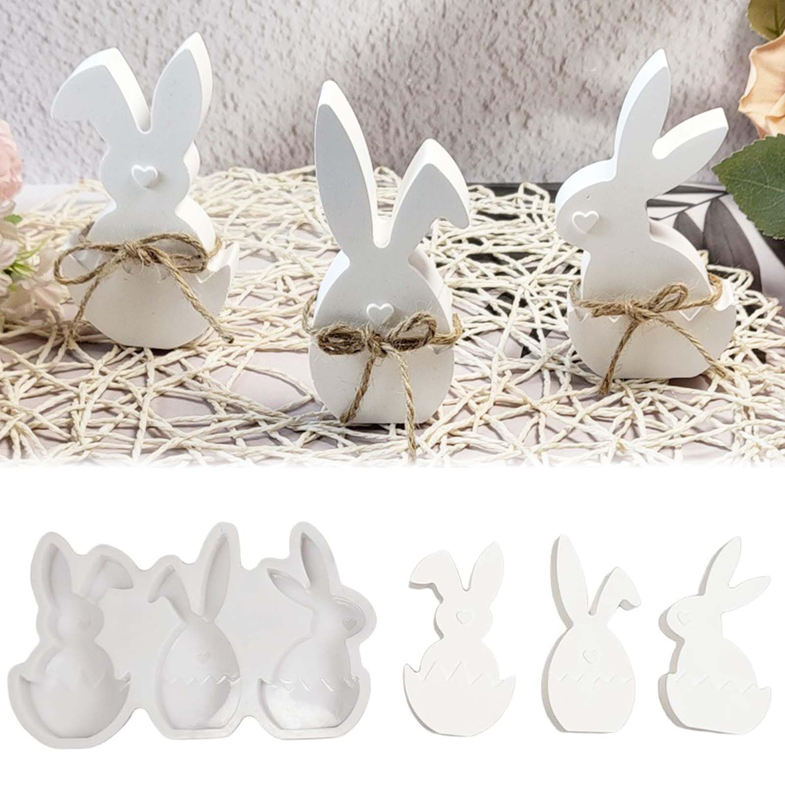 3PCS Silikonformen Gießformen Ostern TREABEAR, Silikonform Ostern Hase mit Herz, Silikonformen Frühling Hase Ostern Eier, silikonformen Ostereier, Gipsformen Zum Gießen Ostern Angebot bei HelloDeals