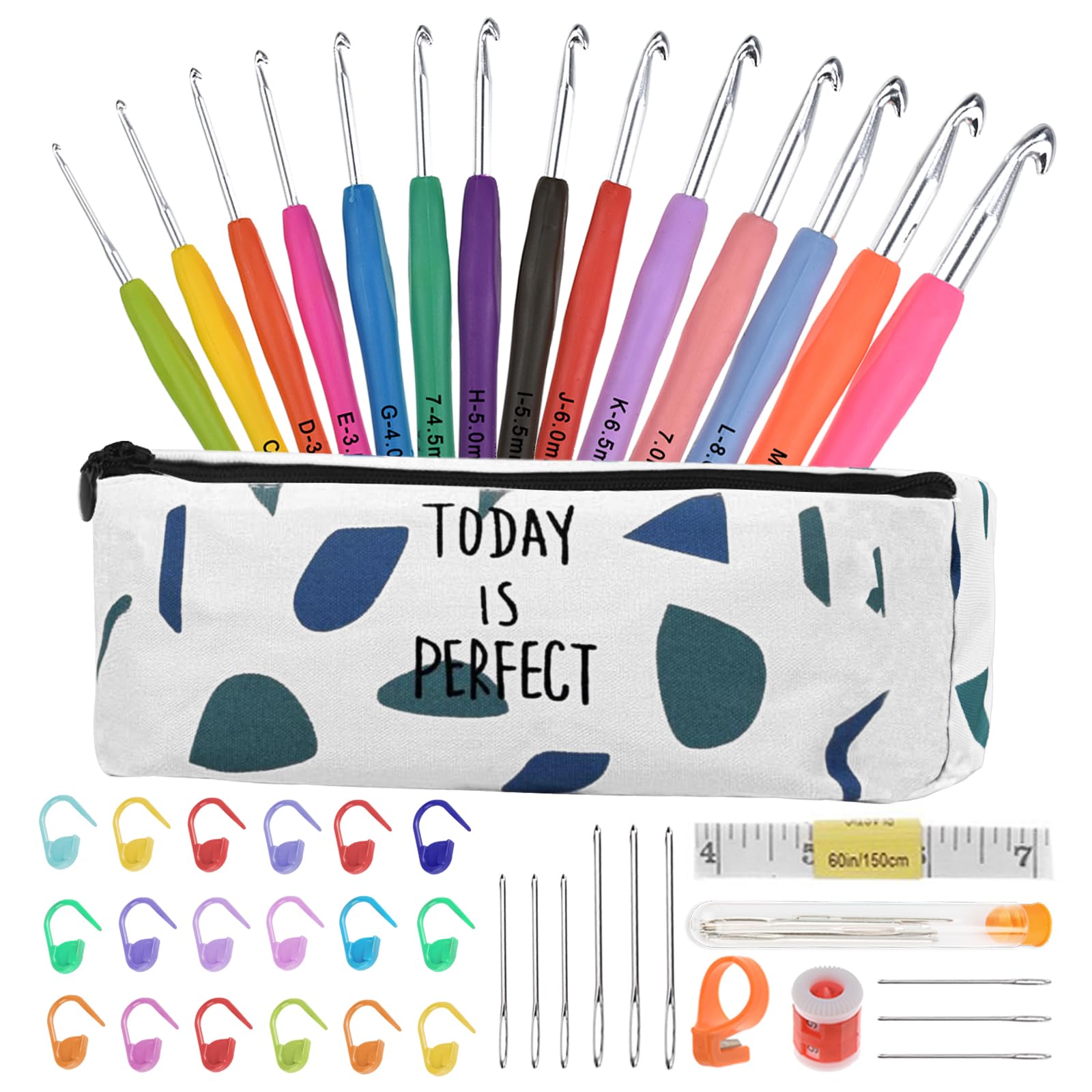 Häkelnadel Set 14 Stück Häkelset für Anfänger Wolle Zum Häkeln Stricken Nadeln Kit 2.0mm-10.0mm Ergonomische Soft Gummi Comfort Grip Häkelnadeln Kit mit Tragbaren Tasche Weiß Angebot bei HelloDeals