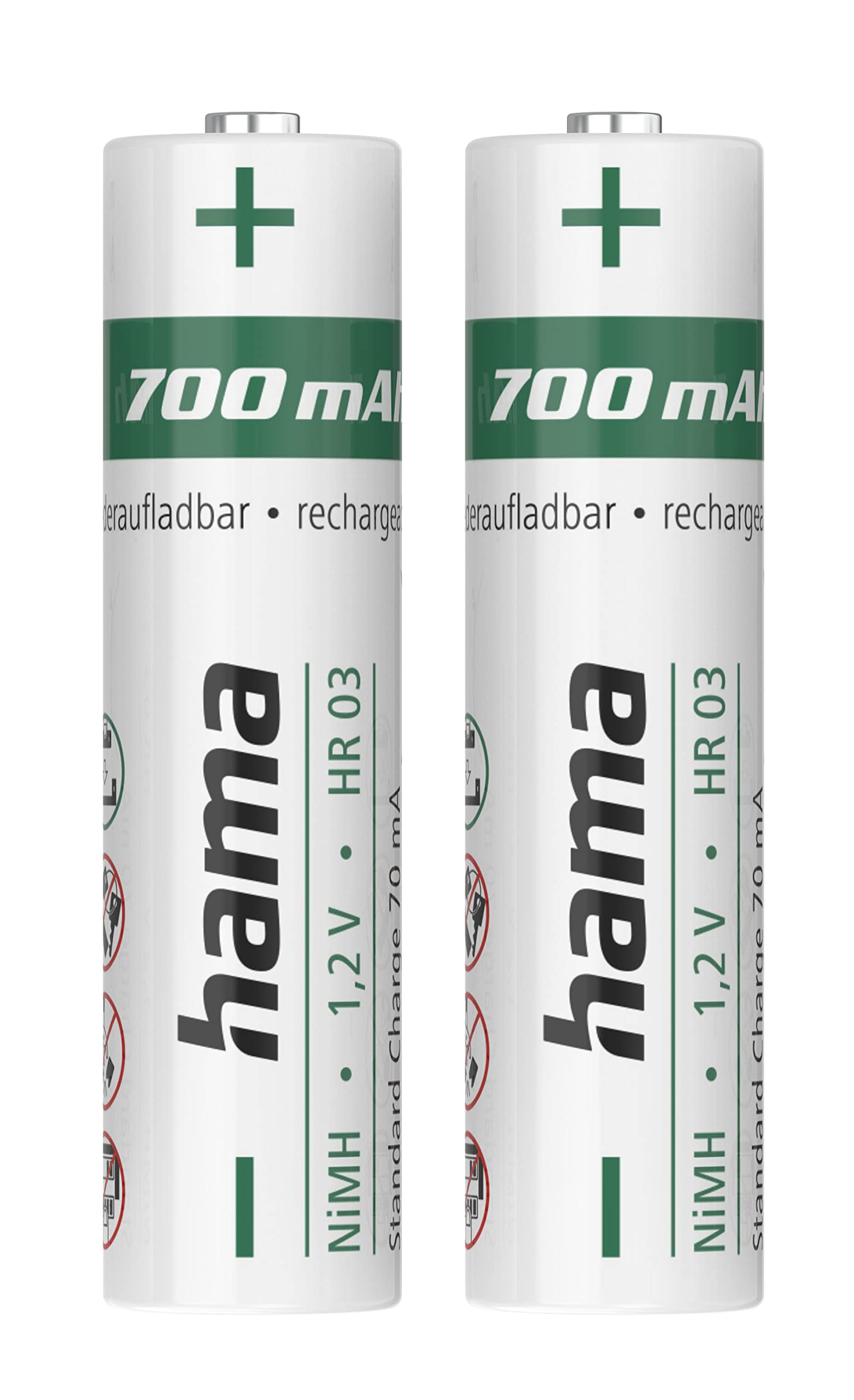 Hama Akku Batterien AAA aufladbar, 2 Stück (mit hoher Kapazität, 700 mAh, 1,2 V, wiederaufladbar, geringe Selbstentladung, Akku AAA Micro, NiMH Akkus, für schnurlose Telefone, Fernbedienung etc.) Weiß Normal Angebot bei HelloDeals