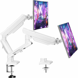 ELIVED Monitor Halterung 2 Monitore für 13-32" Bildschirme, Bildschirmhalterung 2 Monitore hält 2-9 kg Monitor mit VESA 75/100mm, Gasfeder Monitor Arm mit Neigbar, Schwenkbar, Drehbar, Weiß, EV6012W Angebot bei HelloDeals