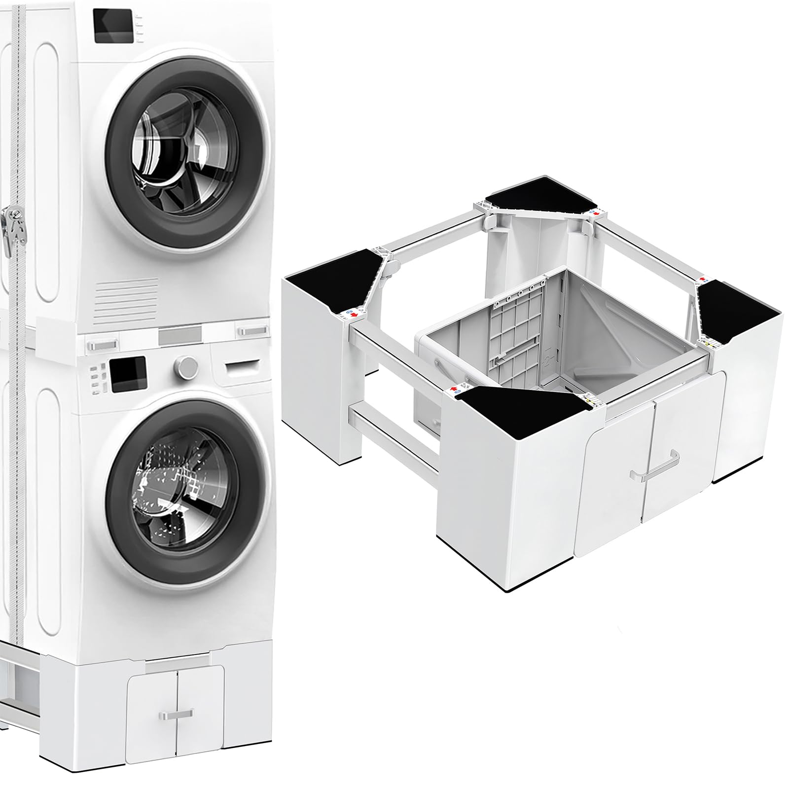NIUXX Waschmaschinen Untergestell mit Schublade: Tragkraft Max 400kg Kühlschrank Untergestell, Verstellbare Breite 63-69 cm Waschmaschinensockel, 23.9 cm Hoher Möbelsockel für Bad/Waschküche Weiß Höhe: 23.9 cm ( 9.41 in) Mit Schublade Angebot bei HelloDeals
