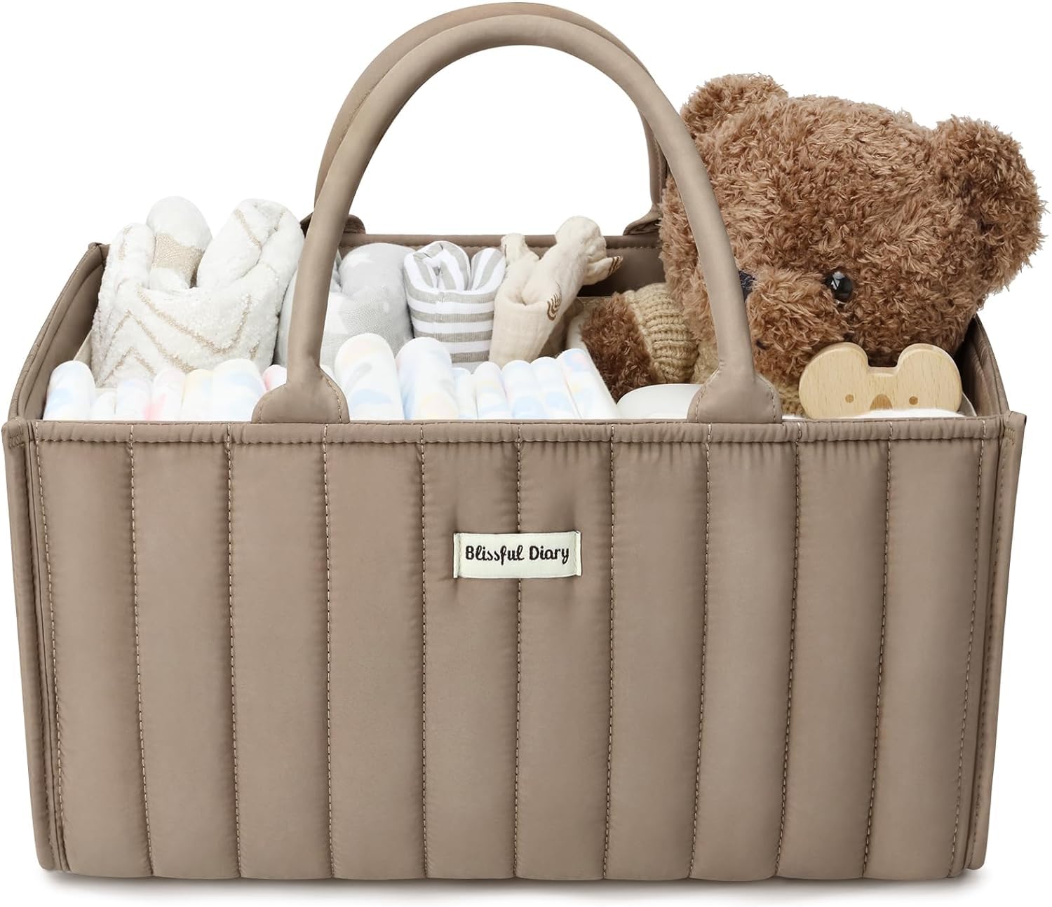 Blissful Diary Wickeltisch-Organizer, Wickelkorb für die Wickelstation, Stilvoller Wickelorganizer für Babybedarf, Unverzichtbares Geschenk zur Geburt und für die Baby-Wunschliste,Mokkabraun Angebot bei HelloDeals