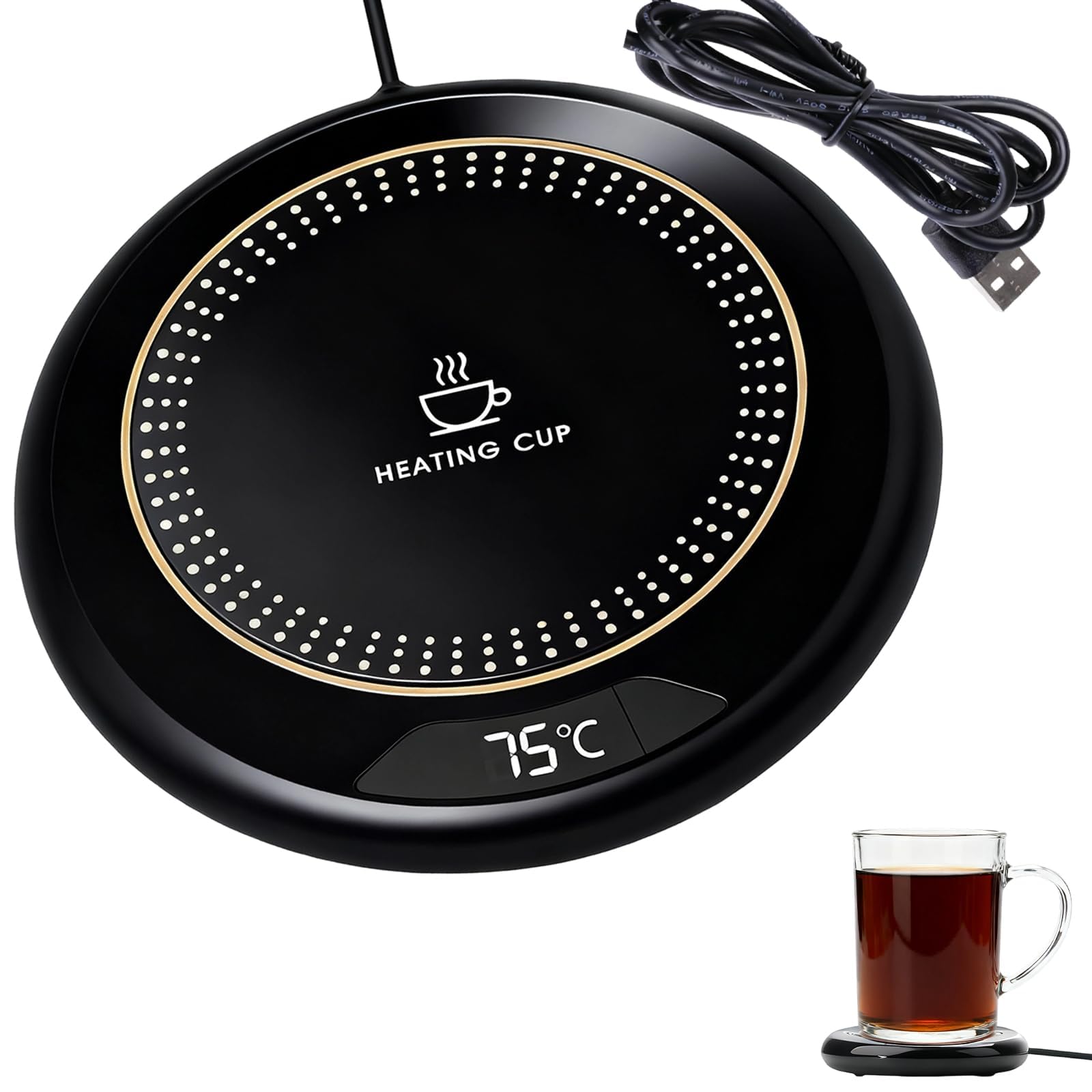 Kaffeetassenwärmer USB, Tassenwärmer mit 3 Temperaturstufen, Smart Automatischer Abschaltung, Energiesparender Teewärmer & Getränkewärmer für Büro und Zuhause Angebot bei HelloDeals