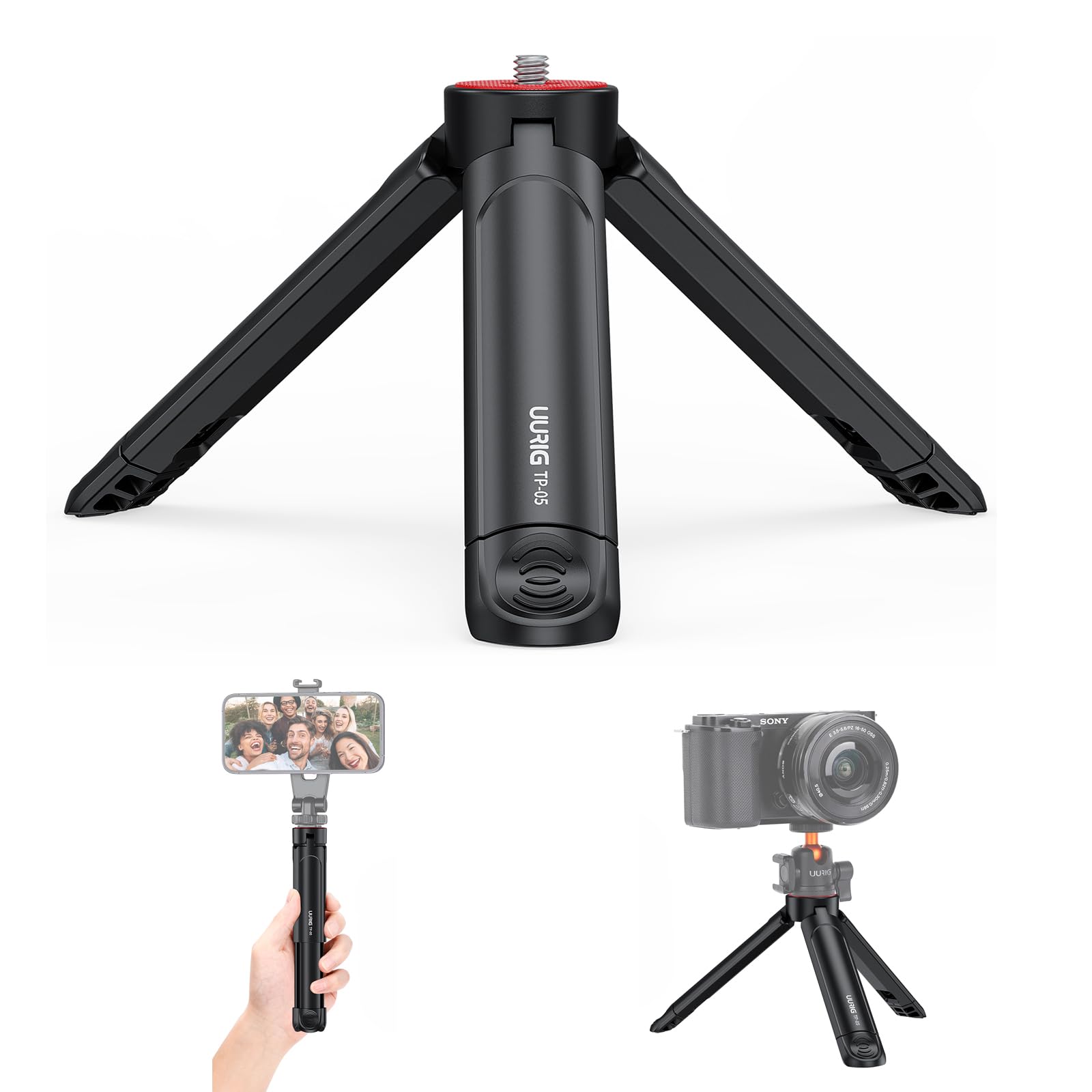 VRIG TP05 Ausziehbares Mini-Kamera Stativ mit 1/4"-Schraube, tragbares Desktop-Stativ Selfie Stick Handgriff Handstativ für Kamera Vlog Handyhalterung Fill-in Light Gimbal Grip Stabilisator Angebot bei HelloDeals