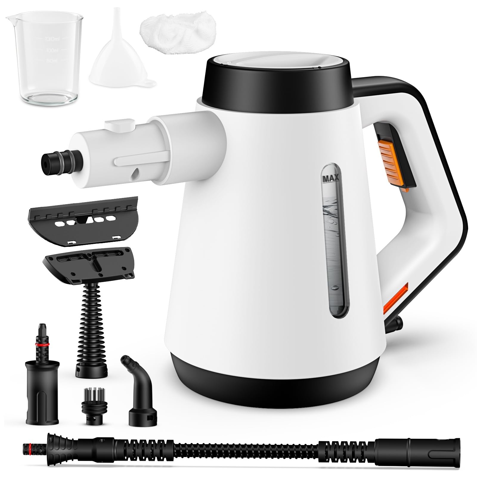 Handdampfreiniger, 400 ml Druck-Mehrzweckdampfreiniger mit 9-teiligem Zubehör, chemikalienfreier Dampfreiniger für den Heimgebrauch, Reinigung von Böden, Fliesen, Fenstern, Sofas (weiß) Angebot bei HelloDeals