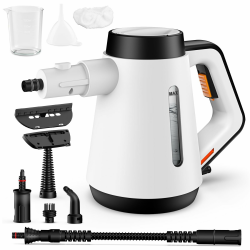 Handdampfreiniger, 400 ml Druck-Mehrzweckdampfreiniger mit 9-teiligem Zubehör, chemikalienfreier Dampfreiniger für den Heimgebrauch, Reinigung von Böden, Fliesen, Fenstern, Sofas (weiß) Angebot bei HelloDeals