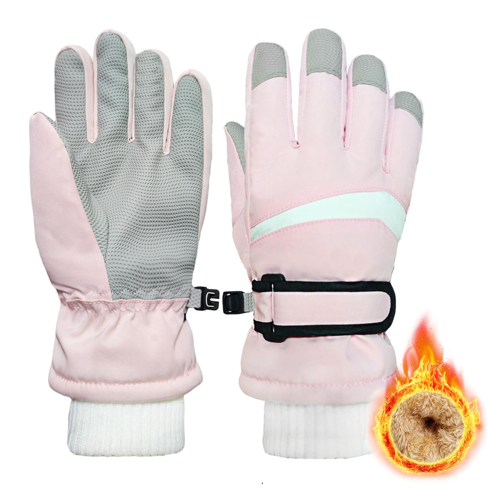 Handschuhe Kinder Winter, Skihandschuhe für Jungen Mädchen wasserdichte Winddichte Winterhandschuhe für Snowboard Skifahren Outdoor Sports Rosa S Angebot bei HelloDeals