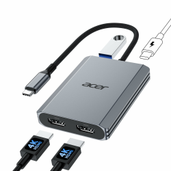 acer USB C auf Dual HDMI Adapter 4K@60Hz, 4-in-1 USB C Hub Multiport Adapter mit 100W PD, USB 3.0, HDMI auf USBC Konverter für Dual Monitore, Kompatibel mit Acer, MacBook Air/Pro, Dell XPS, HP usw. Angebot bei HelloDeals
