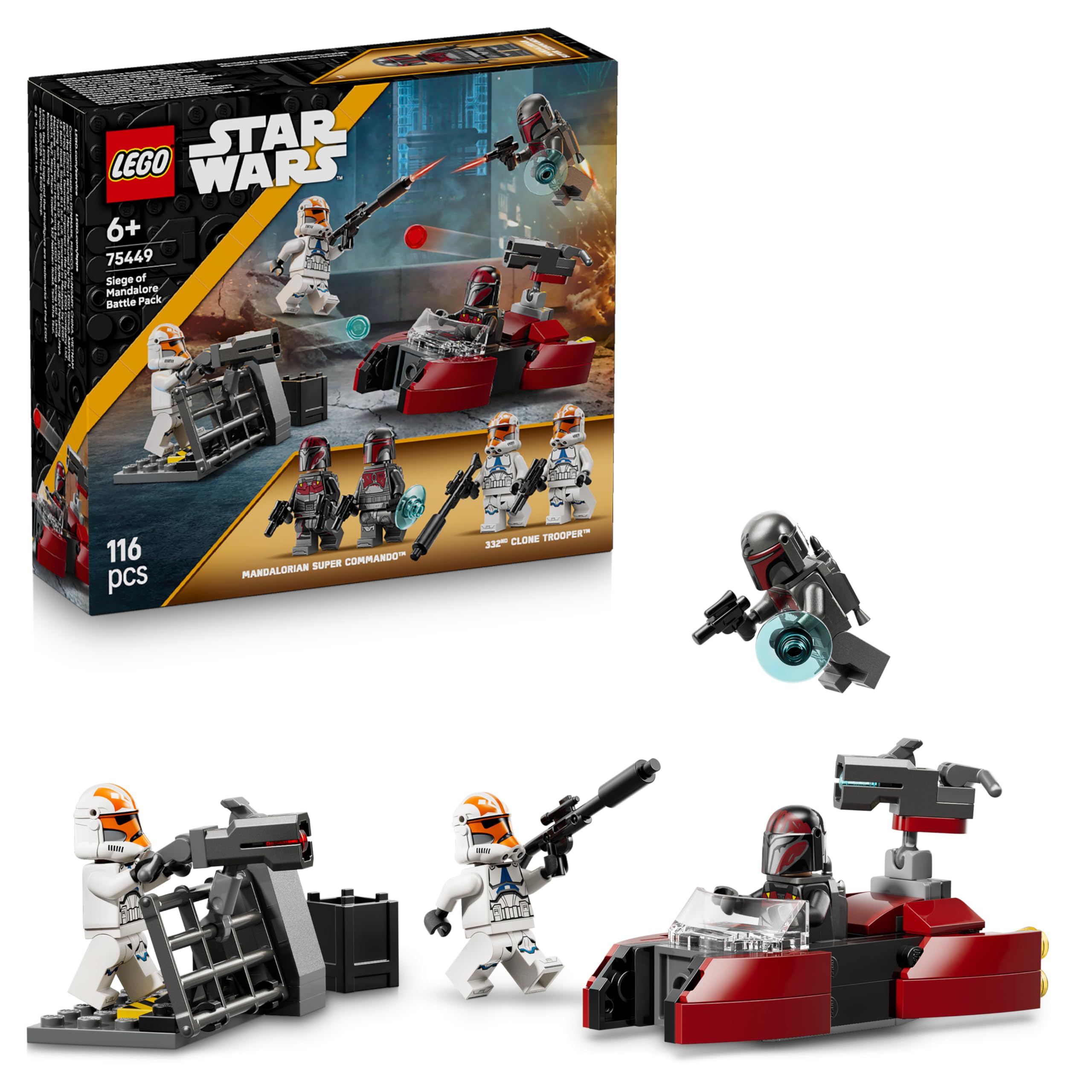 LEGO Star Wars 75449 Belagerung von Mandalore Battle Pack - Action-Spielzeug mit 2 Mandalorianer- & 2 Klontruppler-Minifiguren sowie Speederbike & Blastern - Geschenk für Kinder ab 6 Jahren & Fans Angebot bei HelloDeals