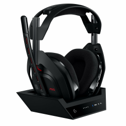 Logitech G Astro A50 LIGHTSPEED, Kabelloses Gaming-Headset + Basisstation (5. Generation), PRO-G GRAPHENE, 3-System-Umschaltung, USB-C, Xbox, PS5, PC/Mac, Nintendo Switch/Switch 2, Bluetooth - Schwarz Schwarz A50 | PLAYSYNC Nur Audio Headset Angebot bei HelloDeals