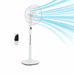 Amazon Basics Standventilator 40 cm mit DC-Motor, 12 Geschwindigkeiten und Fernbedienung, 3 Windmodi, Doppelschicht-Rotorblätter, Timer, Energieeffizient und Leiser DC-Motor (28W), Weiß Angebot bei HelloDeals