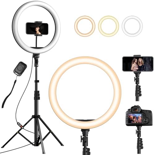 YOHOOLYO Ringlicht mit Stativ 12 Zoll Selfie Licht mit 163cm Aluminium-Dreibein 3 Lichtfarben und 10 Helligkeitsstufen fur Tiktok Selfie/YouTube Video/Make-up/Fotografie/Vlog Angebot bei HelloDeals