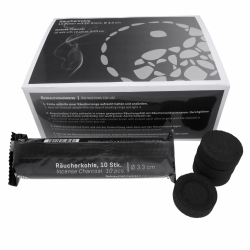 Räucherkohle 33 mm – Großpack 10 Rollen (100 Tabletten) | Selbstzündende Kohletabletten mit Räuchermulde | Gleichmäßige Glut für Harze & Kräuter | Schwarze Rollen im Karton Lebensquelle Plus Angebot bei HelloDeals