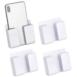 4 STÜCKE Wandhalterung Handyhalter mit Klebstoff, Handyhalterung Wand Ladeständerhalter Datenkabelaufnahmeloch, Mehrzweck Aufbewahrungsbox für wasserdichte Dusche Bett Nachttisch (Weiß) Angebot bei HelloDeals