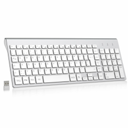 cimetech Tastatur Kabellos Ergonomische Kabellose Tastatur Flache Tasten 2,4 GHz Wireless Keyboard Funktastatur QWERTZ Layout 10m Reichweite Kompatibel mit PC, Desktop, Notebook, Laptop (Slim_Silber) Angebot bei HelloDeals