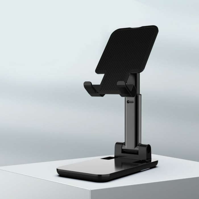 Universeller Handy-Ständer, faltbar, mit rutschfester Halterung, höhenverstellbare Handyhalterung, kompatibel mit allen Smartphones oder Pads/Tablets, Schwarz Angebot bei HelloDeals