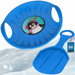 KOTARBAU® 2er Set Popo - Rutscher Kinder - Schlitten – Kunststoff Rutschteller - ø 60 cm – Rodelbahn – Schlitten zum Rodeln im Schnee – 34x53 cm - Blau Angebot bei HelloDeals