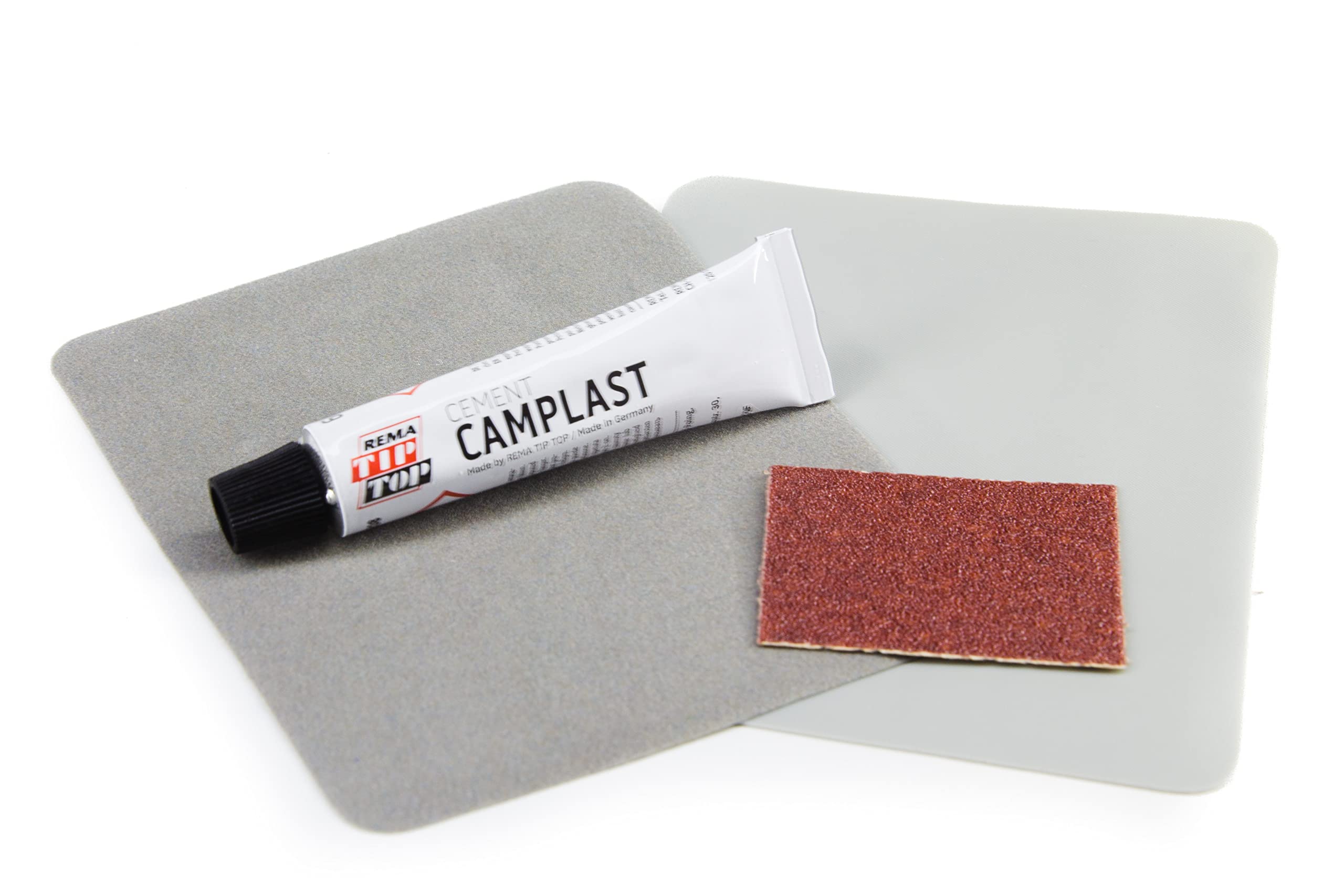 Reparaturflicken für Velour Luftmatratzen, grau, 2x Flicken, 1x Kleber, 1x Schleifpapier, Luftmatratzenreparatur-Set Angebot bei HelloDeals