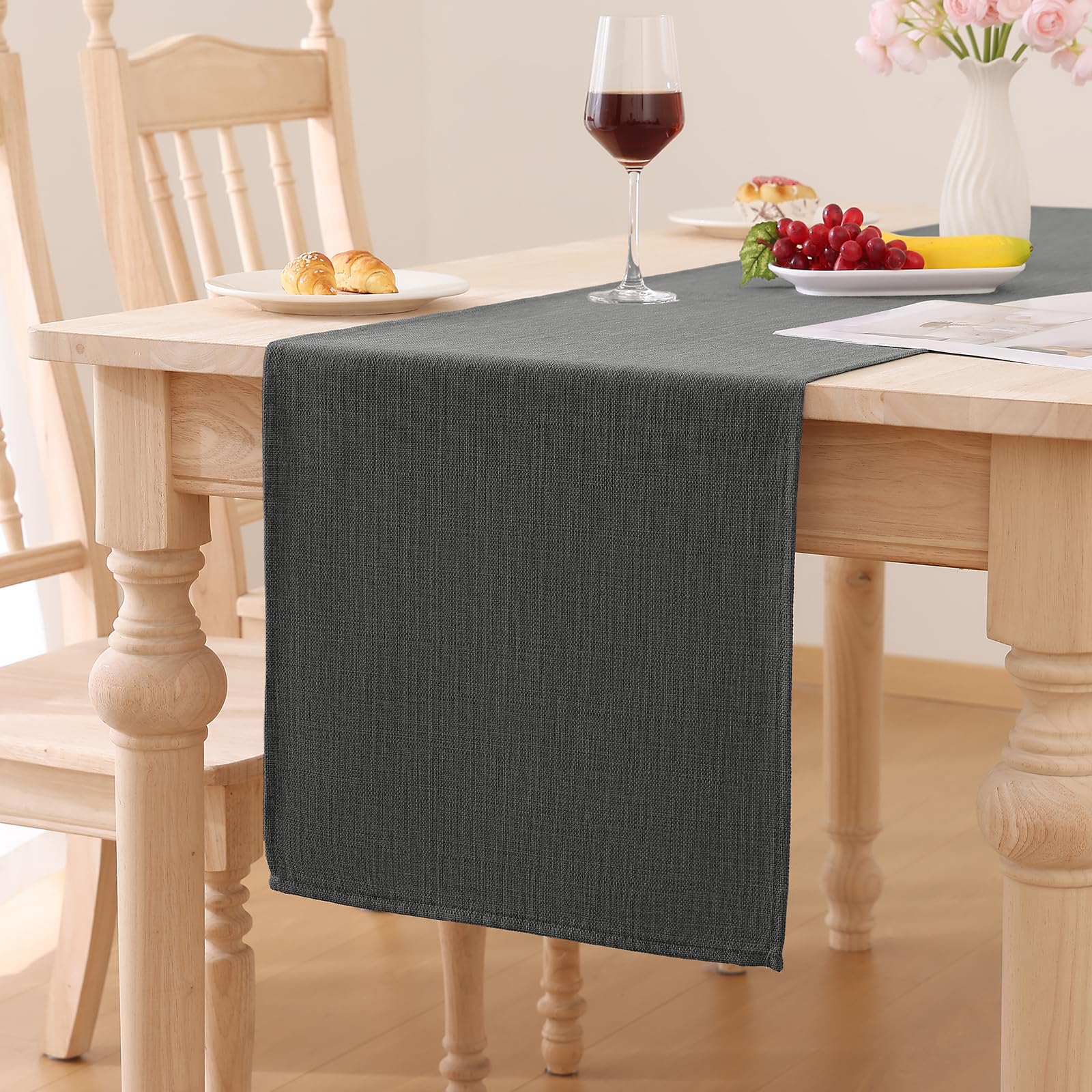 Smiry Leinenoptik Tischläufer Lotuseffekt 40 x 140 cm Tischläufer Abwaschbar Wasserabweisend Modern Dekoration für Küche Party, Dunkelgrau Dunkelgrau 40 x 140 cm (Rechteckig) Angebot bei HelloDeals