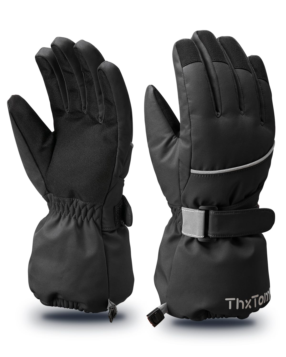 ThxToms Kinder Ski Handschuhe Winter Skihandschuhe -15℃ | Winddicht Wasserdicht Warm | Oxford Palme Verdickt Kalt Wetter | Outdoor Sports Snowboard Skifahren | Junge Mädchen Schwarz 7-10 Jahre alt Angebot bei HelloDeals