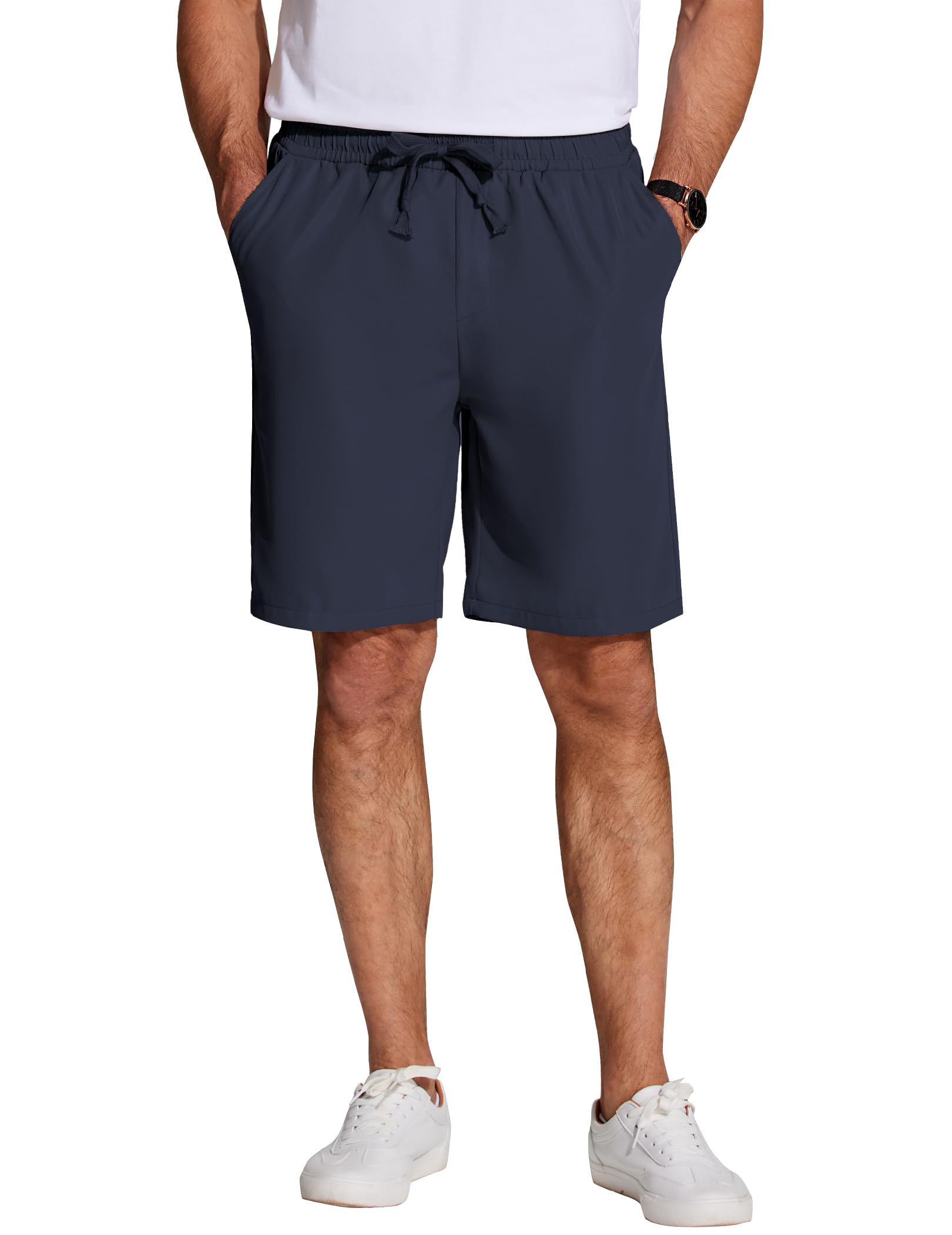 COOFANDY Kurze Hosen Herren Leicht Sommershorts Strandshorts mit Gummizug Kurze Hose Shorts mit Taschen Herren-Shorts Navyblau S Angebot bei HelloDeals