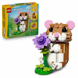 LEGO Creator 3-in-1-Set Niedlicher Hamster mit Blume - Kinderspielzeug mit Tierfigur - Hamster Konstruktionsspielzeug - Mint Spielzeug mit 3 Bauoptionen - Geschenk für Jungen und Mädchen - 31376 Angebot bei HelloDeals