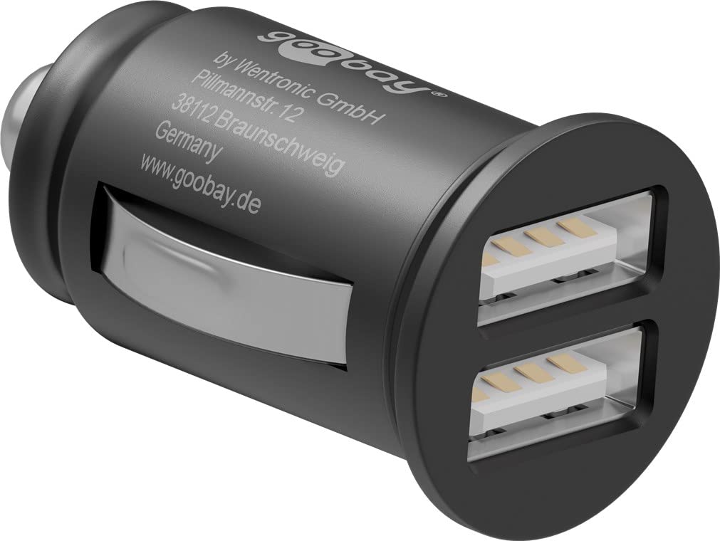 goobay USB Auto Ladegerät, 2-Port Kfz Ladeadapter für den Zigarettenanzünder, 12W 2.4A Dual USB Charger für iPhone und Samsung, 12V/24V - 44177 Angebot bei HelloDeals