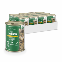 by Amazon Getreidefreies Katzennassfutter, Dose, Huhnstücke in Gelee, 12 x 405 g Chicken 405 g (12er Pack) Angebot bei HelloDeals