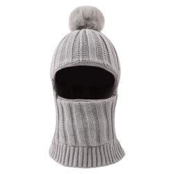 XIAOHAWANG Baby Wintermütze Jungen kindermützen Winter Polarfleece Winddicht Kälteschutz Strickmütze Jungen Warm Beanie Mit Bommel für Kinder Baby 3-10 Jahre Grau Angebot bei HelloDeals